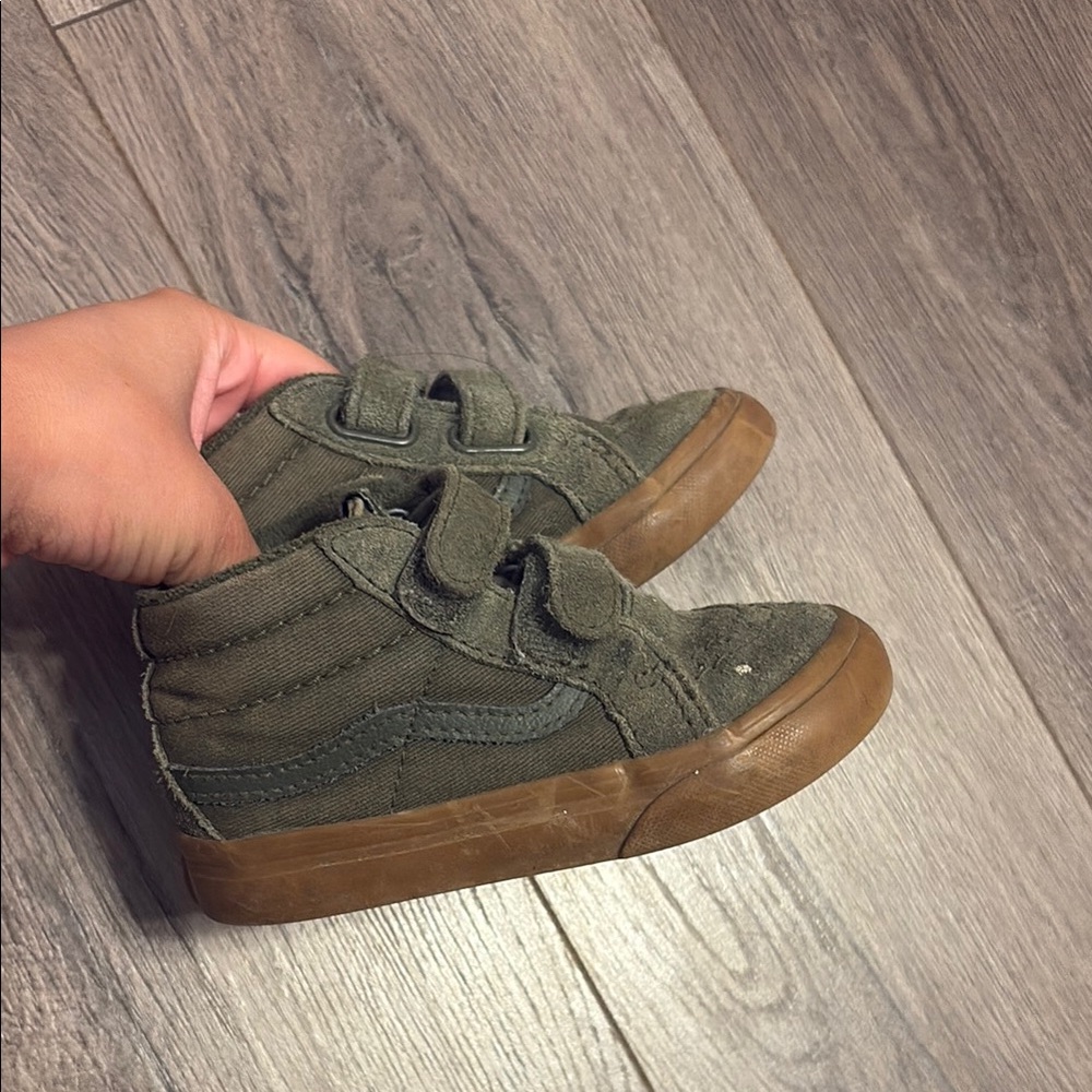 Vans Green and Brown High-Top Sneakers with Velcro Straps